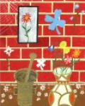 Hmoždíř a váza s květinami